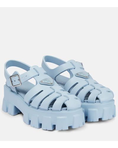 Prada Sandalias Monolith con plataforma - Azul