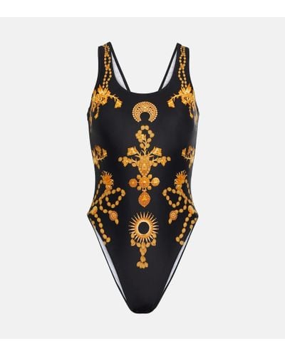 Marine Serre Printed Swimsuit - Black