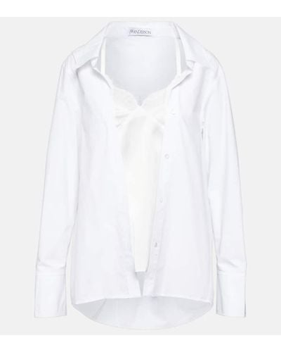 JW Anderson Camisa de algodon con detalle lencero - Blanco