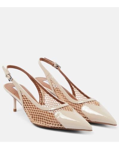 Alaïa Le Cour Fishnet Leather Slingback Pumps - Natural