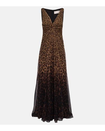 Valentino Leopard-print Silk Gown - Brown