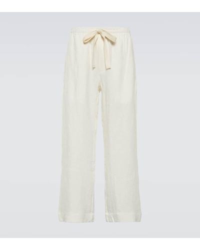 Commas Pantaloni in lino a gamba larga - Bianco