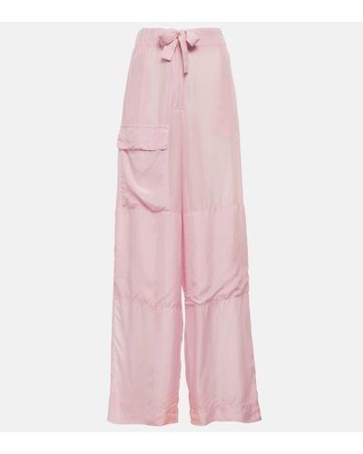 Dries Van Noten Silk Wide-leg Trousers - Pink