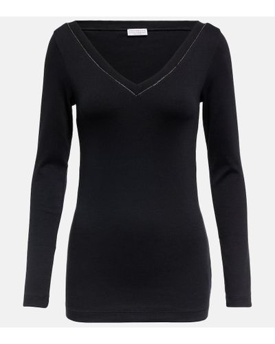 Brunello Cucinelli Longsleeve aus einem Baumwollgemisch - Schwarz