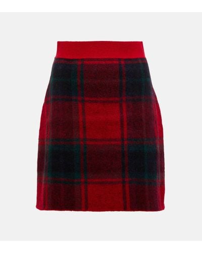 Polo Ralph Lauren Checked Alpaca Wool-blend Miniskirt - Red