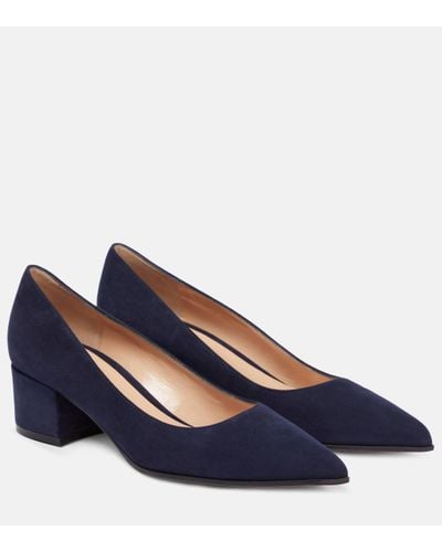 Gianvito Rossi Piper Suede Court Shoes - Blue