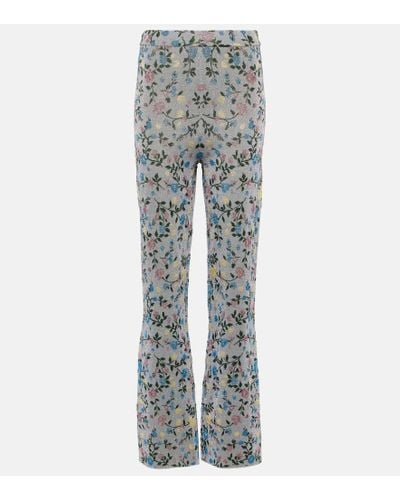 Rabanne Metallic Floral High-rise Flared Pants - Gray
