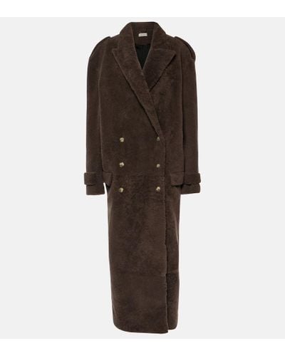 The Mannei Rutul Oversized Faux Fur-trimmed Coat - Brown
