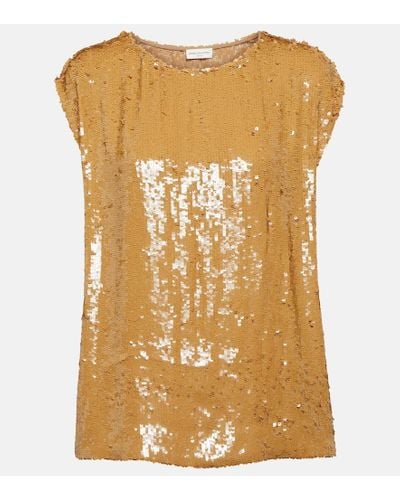 Dries Van Noten Sequined Top - Metallic