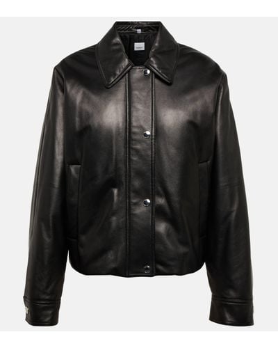 Burberry Embroidered Ekd Leather Jacket - Black