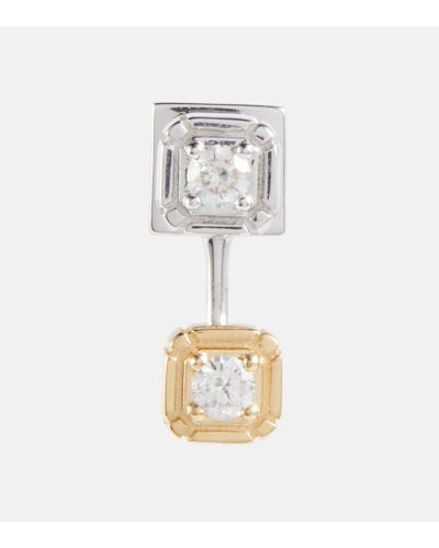 Eera Orecchino singolo in oro giallo e bianco 18kt con diamanti - Metallizzato