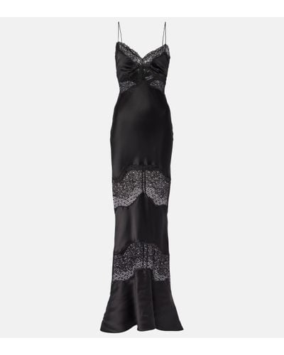 Rebecca Vallance Larisa Lace-trimmed Silk Gown - Black