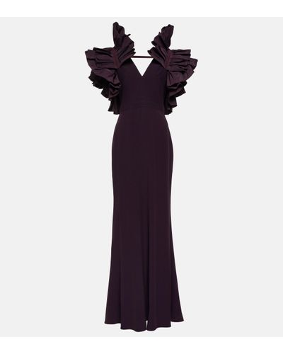 Alexander McQueen Ruffled Crepe And Faille Gown - Purple