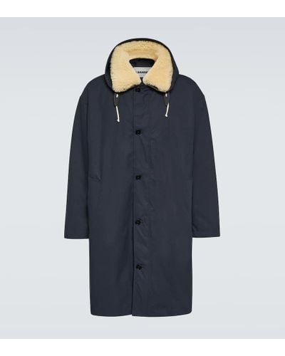 Jil Sander Parka in cotone con shearling - Blu