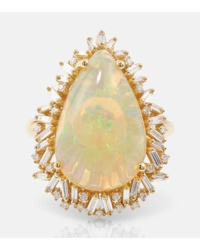 Suzanne Kalan Ring One of a Kind aus 18kt Gelbgold mit Diamanten und Opal - Mettallic