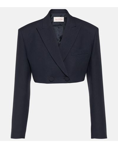 Valentino Blazer raccourci en Crepe Couture - Bleu