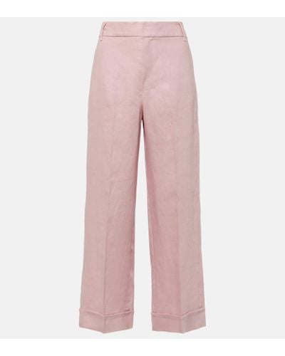 Max Mara Salix Linen Straight Pants - Pink
