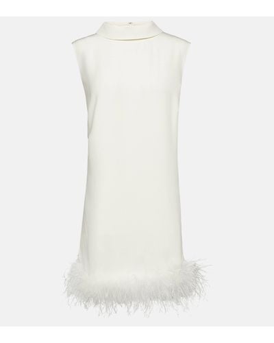 RIXO London Bridal Candice Feather-trimmed Silk Minidress - White