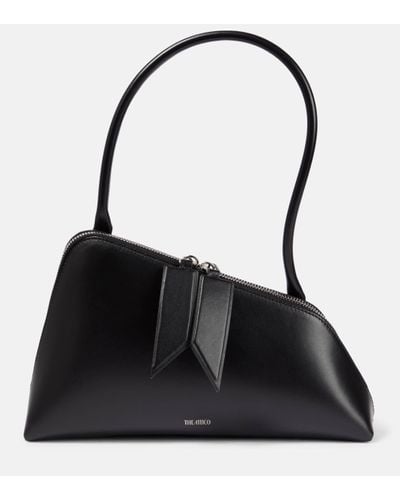 The Attico Sunrise Asymmetrical Leather Shoulder Bag - Black