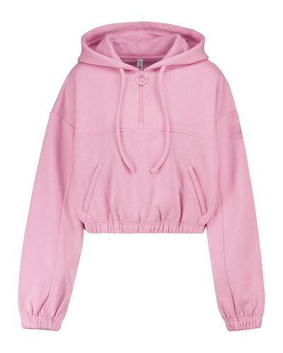 Alo Yoga Refresh Cropped Fleece Hoodie - Pink