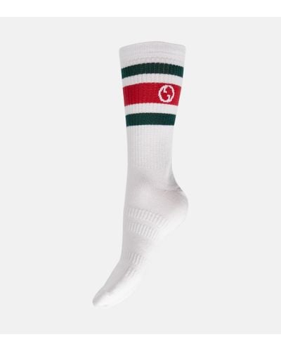 Gucci Logo-embroidered Cotton-blend Socks - White