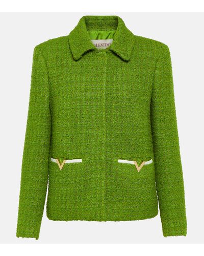 Valentino Abrigo de tweed con VGold - Verde