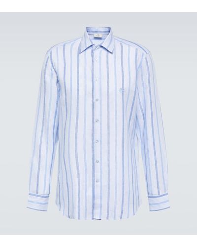 Etro Camisa de lino a rayas - Azul