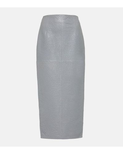 Prada Falda tubo de piel de tiro alto - Gris