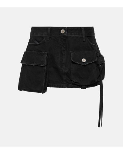 The Attico Low-rise Cargo Denim Miniskirt - Black