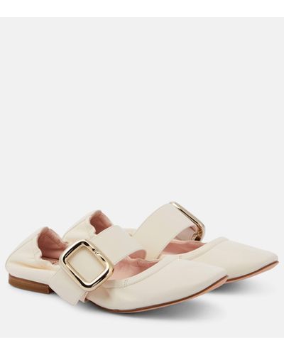 Roger Vivier Soft Choc Babies Leather Ballet Flats - White