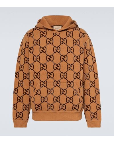 Gucci GG Wool Hooded Sweatshirt - Brown