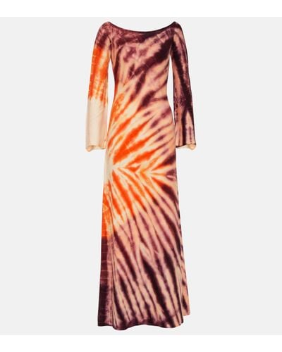 Gabriela Hearst Kells Tie-dye Off-shoulder Maxi Dress - Orange