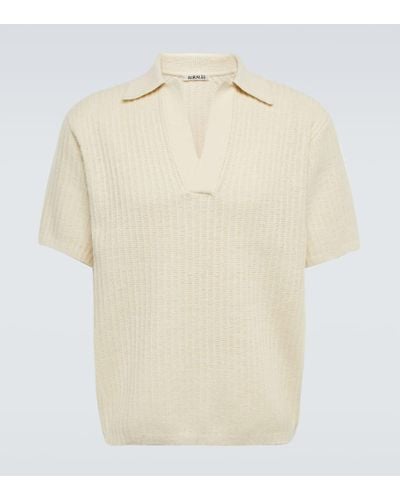 AURALEE Ribbed-knit Cotton And Wool Top - Natural