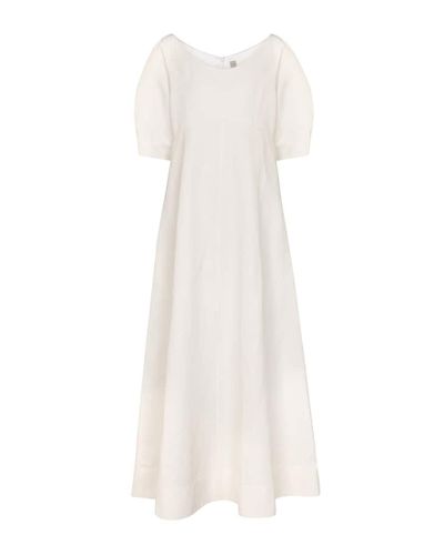 Totême Linen And Cotton-blend Midi Dress - White