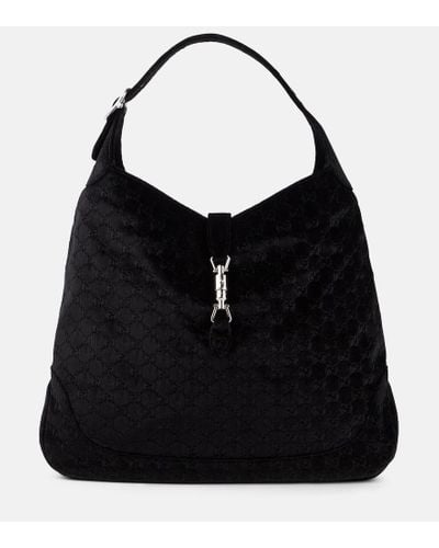 Gucci Jackie 1961 Large Velvet Shoulder Bag - Black