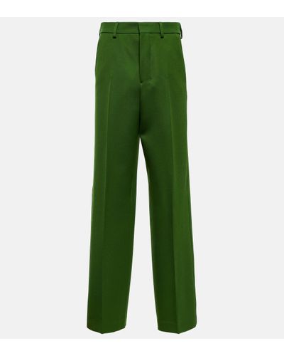 Ami Paris Wide-leg Virgin Wool Trousers - Green