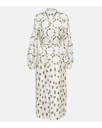 Gabriela Hearst Robe longue Mauri imprimee en soie - Blanc