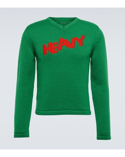 ERL Embroidered Wool-blend Jumper - Green