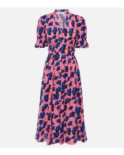 Diane von Furstenberg Robe midi Erica imprimee en coton - Violet