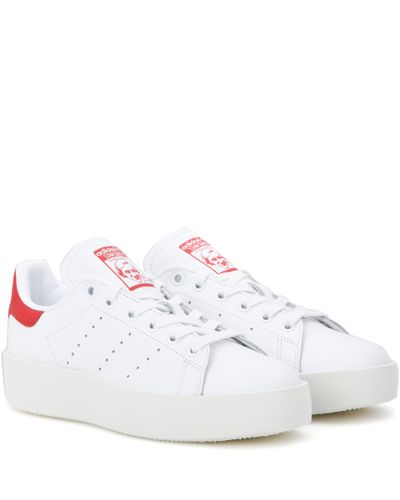 adidas Originals Leather Stan Smith Trainers With Red Heart in White - Lyst