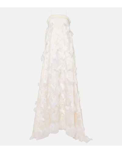 ‎Taller Marmo Bridal Robe Trapeze aus Jacquard - Weiß
