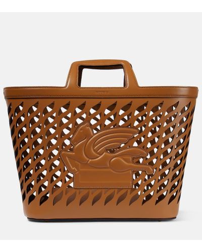 Etro Leather Tote Bag - Brown