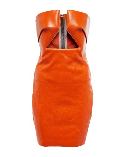 Rick Owens Coated Denim Strapless Minidress - Orange