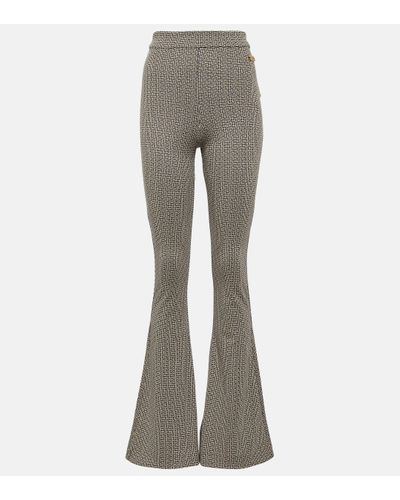 Balmain Monogram Jacquard Flared Trousers - Grey