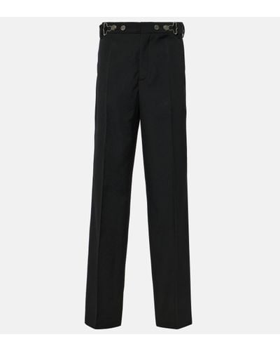 Jean Paul Gaultier Wool Straight Trousers - Black