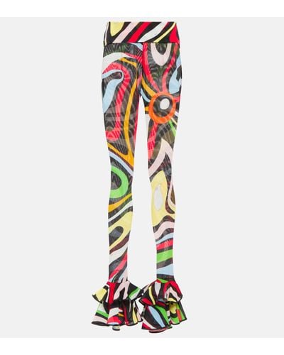 Emilio Pucci Ruffle-trimmed Printed Trousers - White