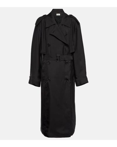 Saint Laurent Satin Trench Coat - Black