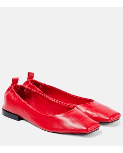 Souliers Martinez Nova Montjuic Leather Ballet Flats - Red