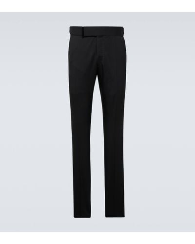 Tom Ford Atticus Pleated Wool Trousers - Black
