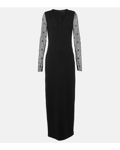 Givenchy Besticktes Maxikleid aus Jersey und Mesh - Schwarz